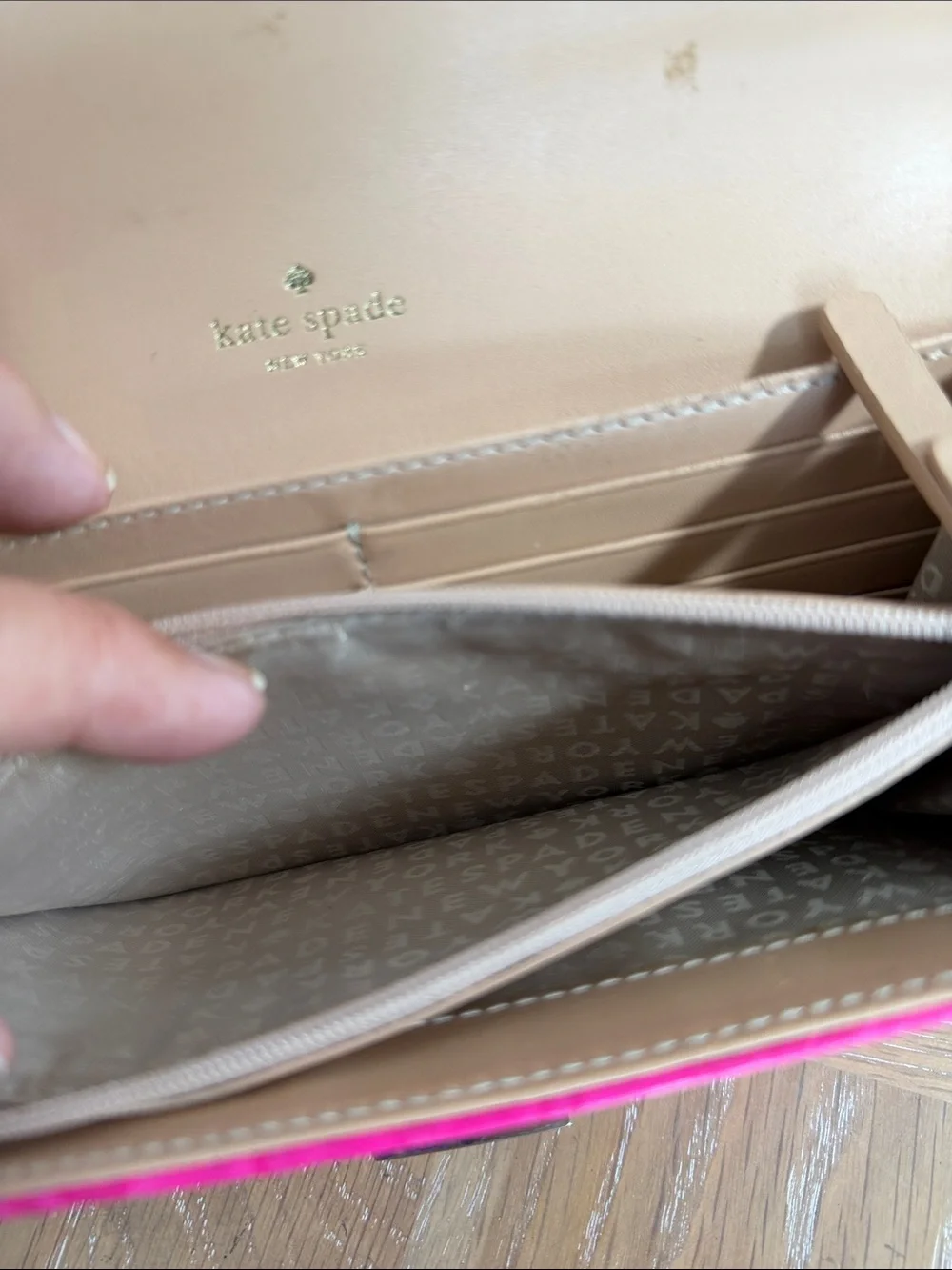 HOT PINK Kate Spade New York Wallet Textured Crocodile Embossed Leather Finish